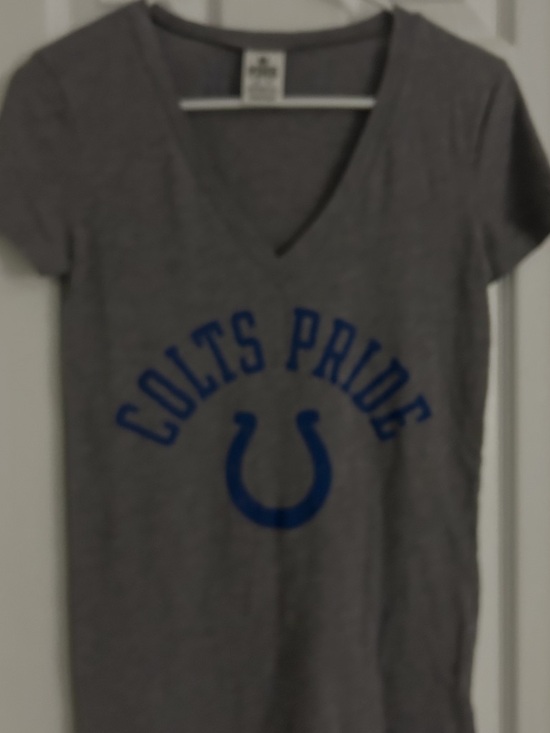 Victoria's Secret Tops - Victoria's Secret Gray V-neck Tee with Blue Colts Pride Logo